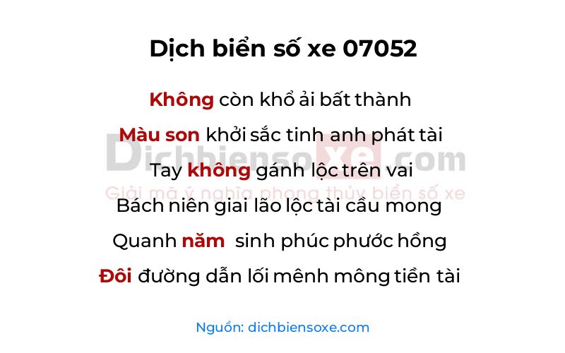 Dịch thơ biển số 07052