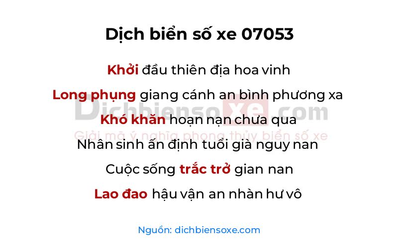Dịch thơ biển số 07053
