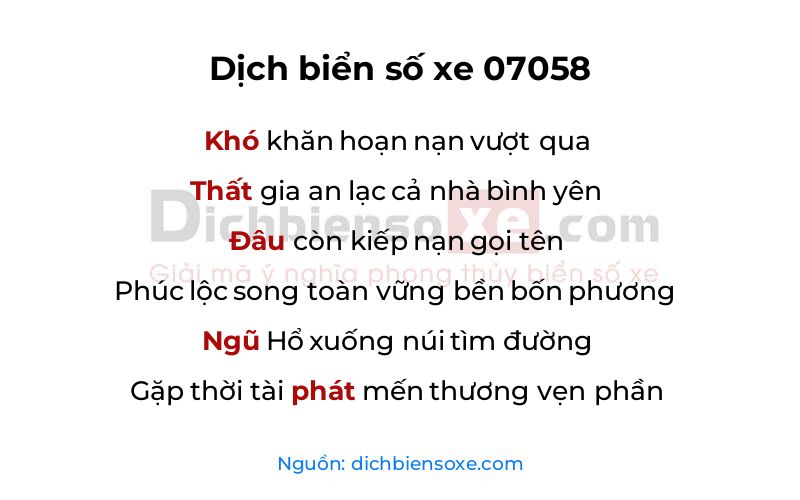 Dịch thơ biển số 07058
