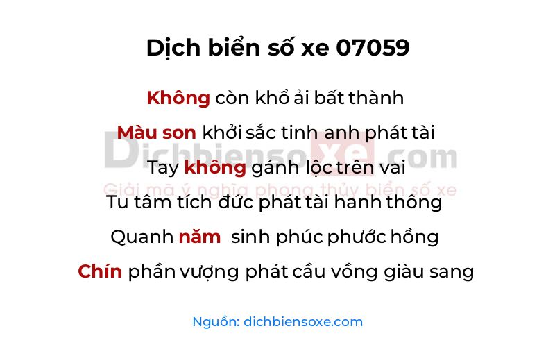 Dịch thơ biển số 07059