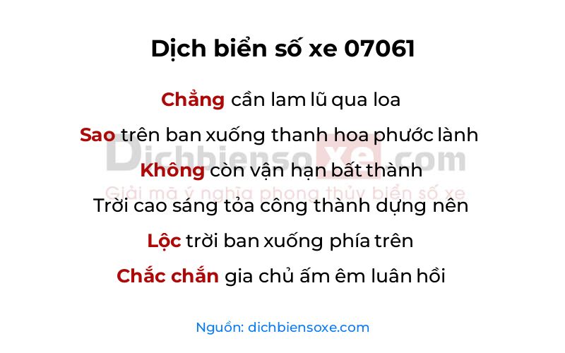 Dịch thơ biển số 07061
