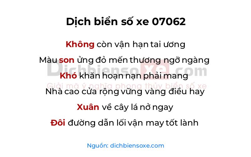 Dịch thơ biển số 07062