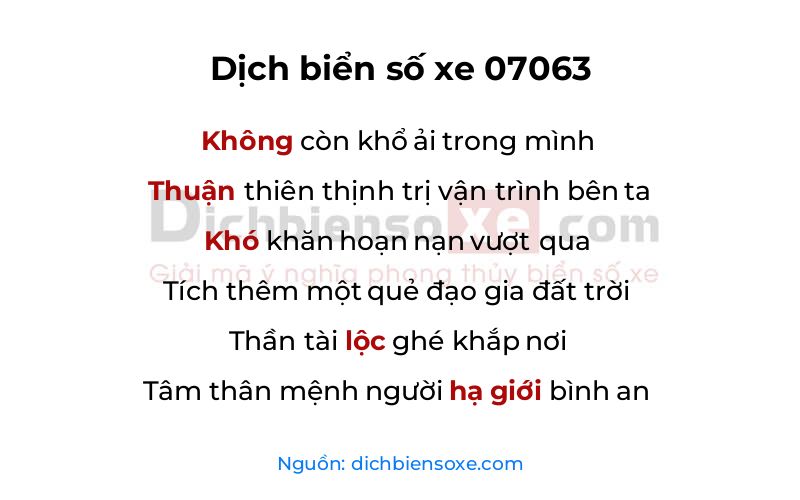 Dịch thơ biển số 07063