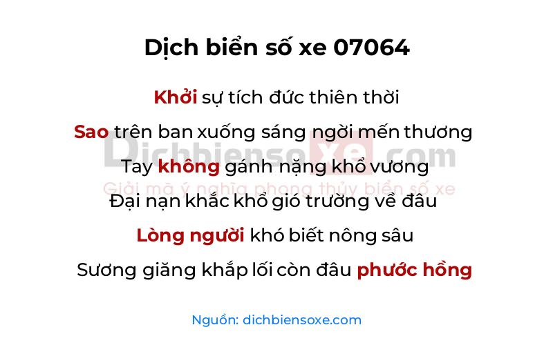 Dịch thơ biển số 07064