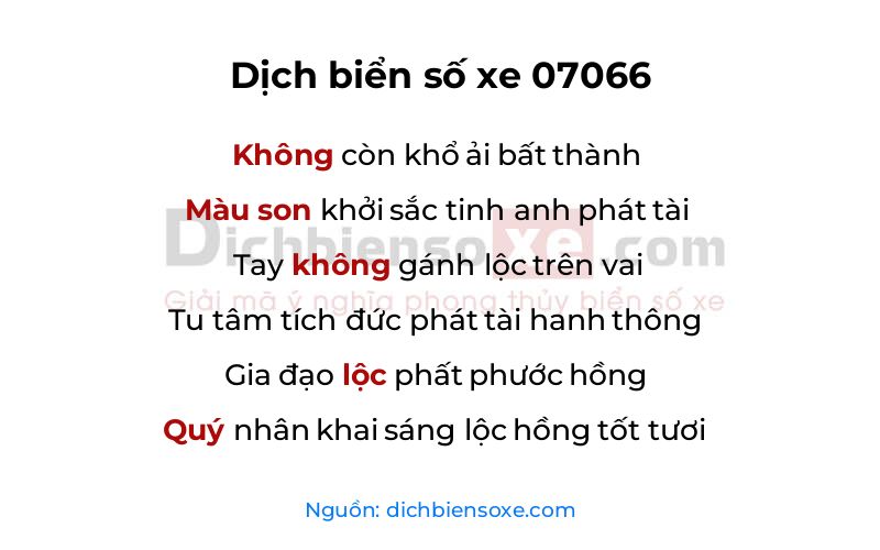 Dịch thơ biển số 07066