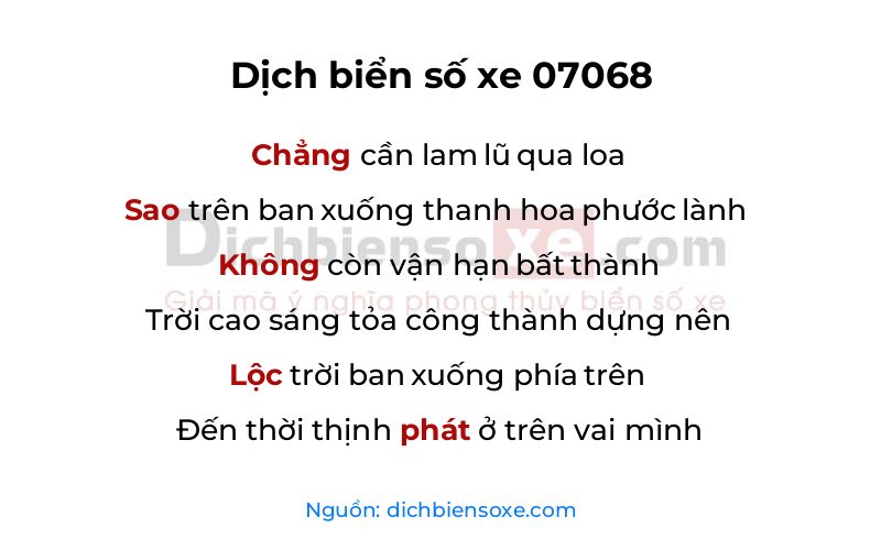 Dịch thơ biển số 07068