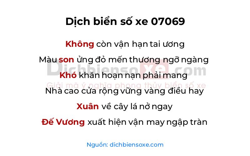 Dịch thơ biển số 07069