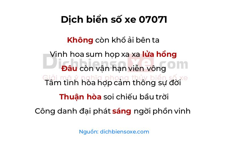 Dịch thơ biển số 07071