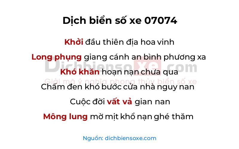 Dịch thơ biển số 07074