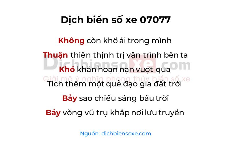 Dịch thơ biển số 07077