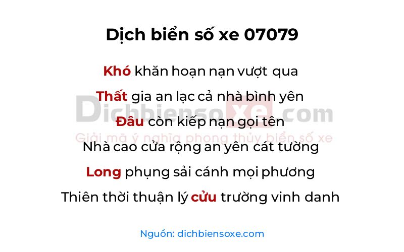 Dịch thơ biển số 07079