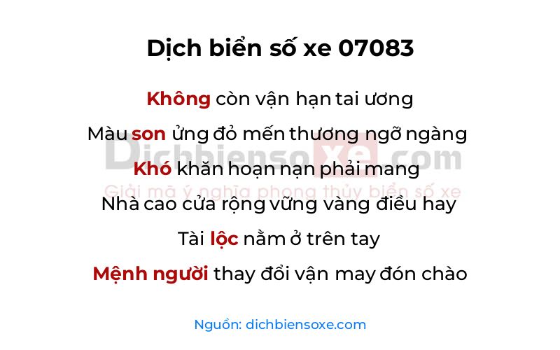 Dịch thơ biển số 07083