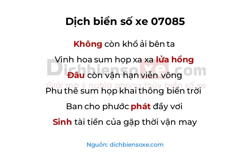 Dịch thơ biển số 07085