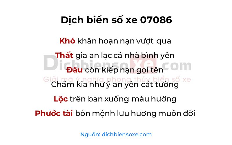 Dịch thơ biển số 07086