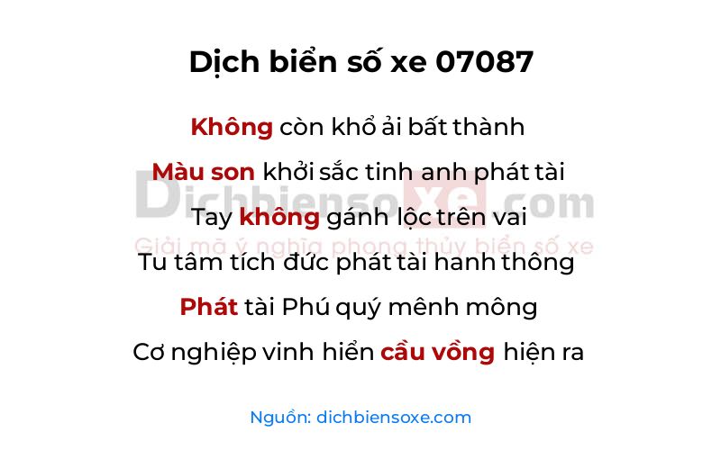 Dịch thơ biển số 07087