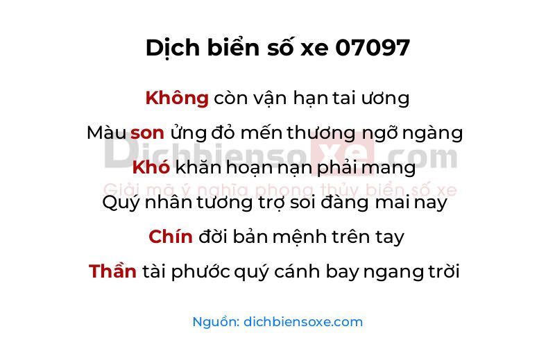 Dịch thơ biển số 07097