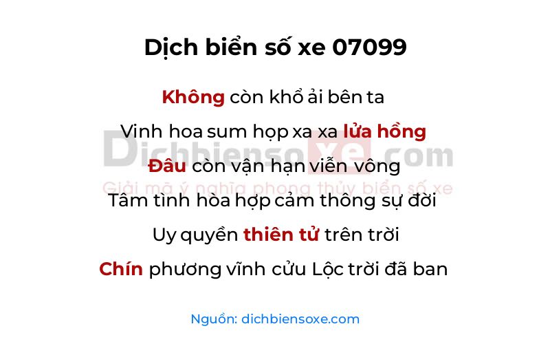 Dịch thơ biển số 07099