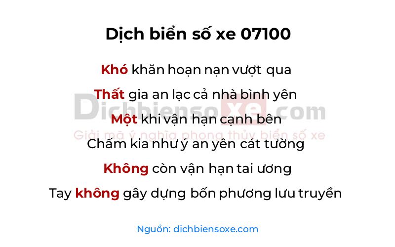 Dịch thơ biển số 07100