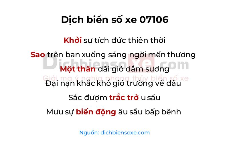 Dịch thơ biển số 07106