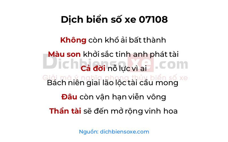 Dịch thơ biển số 07108
