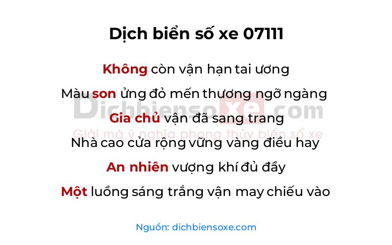 Dịch thơ biển số 07111