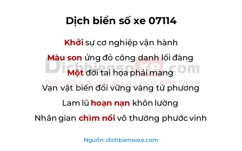Dịch thơ biển số 07114