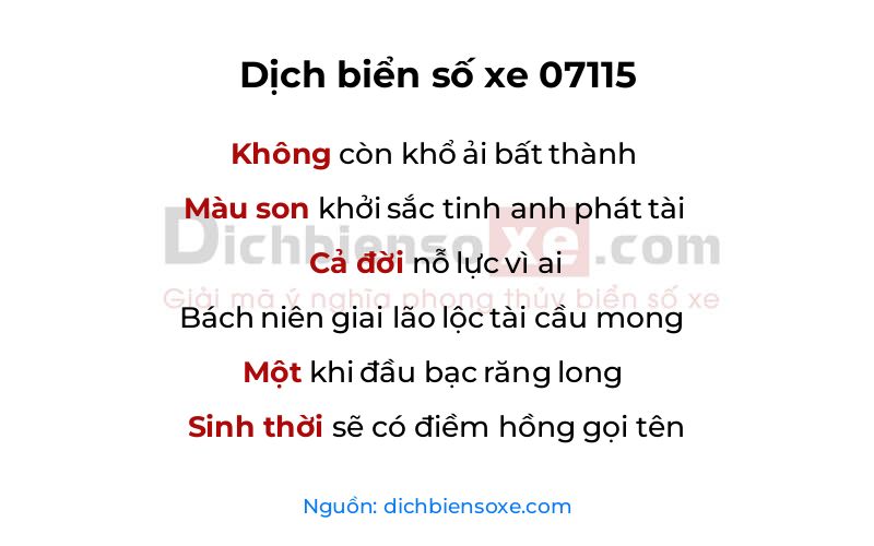 Dịch thơ biển số 07115