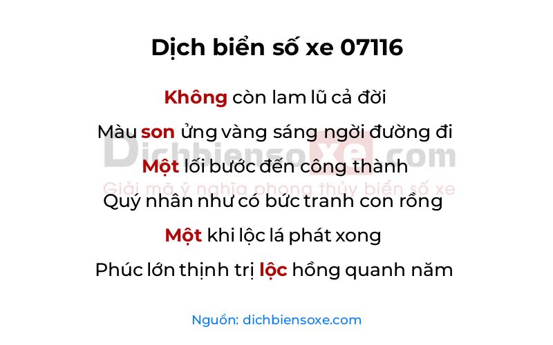 Dịch thơ biển số 07116