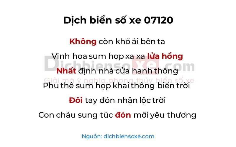Dịch thơ biển số 07120