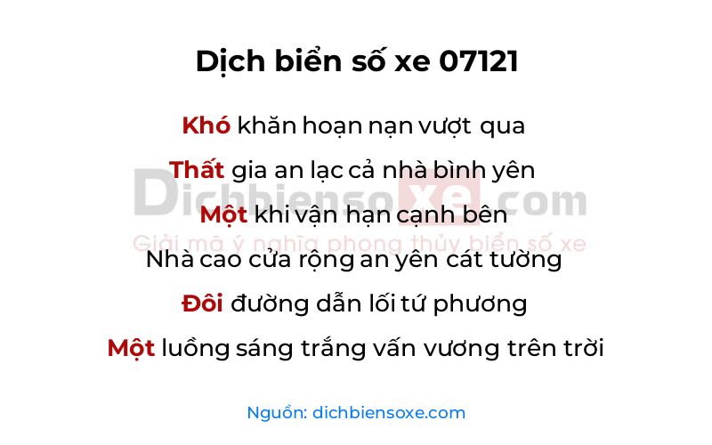 Dịch thơ biển số 07121