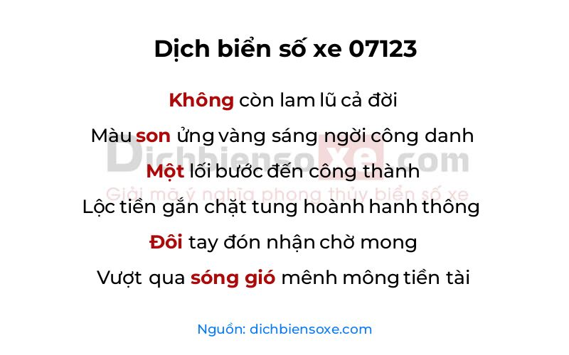 Dịch thơ biển số 07123