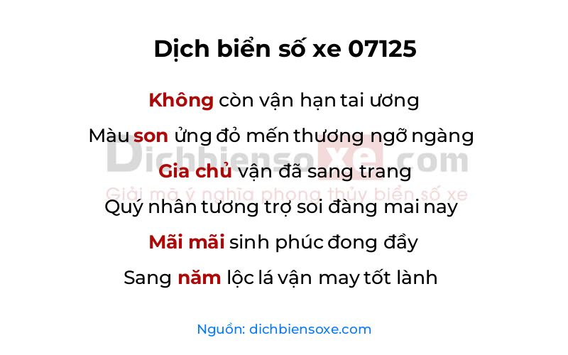 Dịch thơ biển số 07125