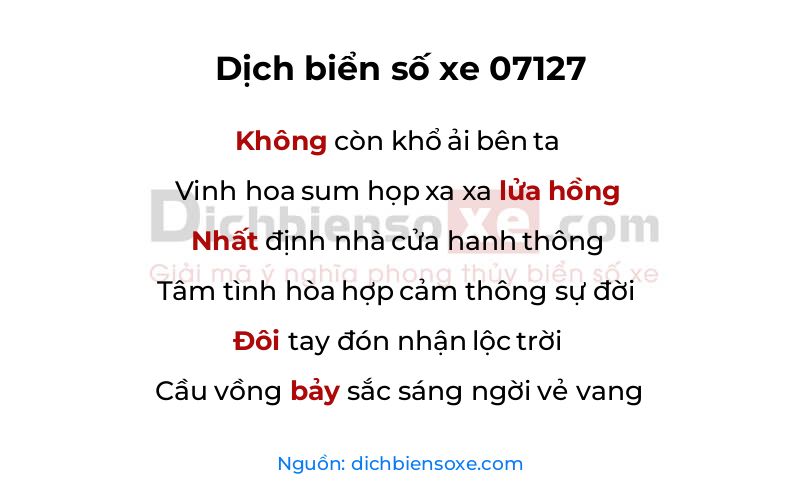 Dịch thơ biển số 07127