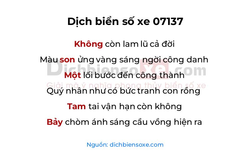 Dịch thơ biển số 07137