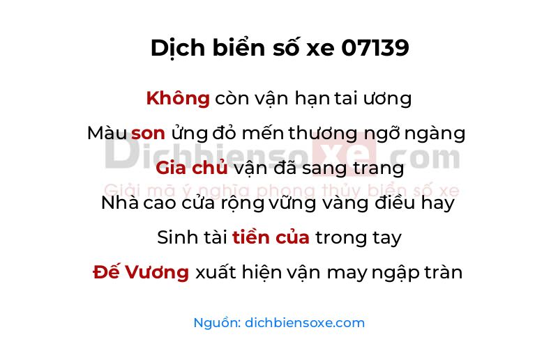 Dịch thơ biển số 07139