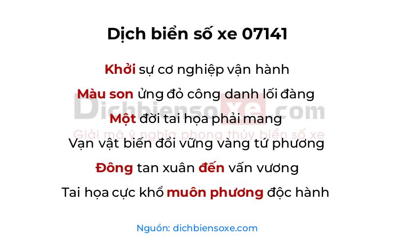Dịch thơ biển số 07141
