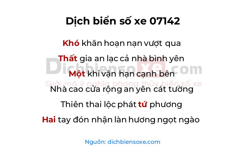 Dịch thơ biển số 07142