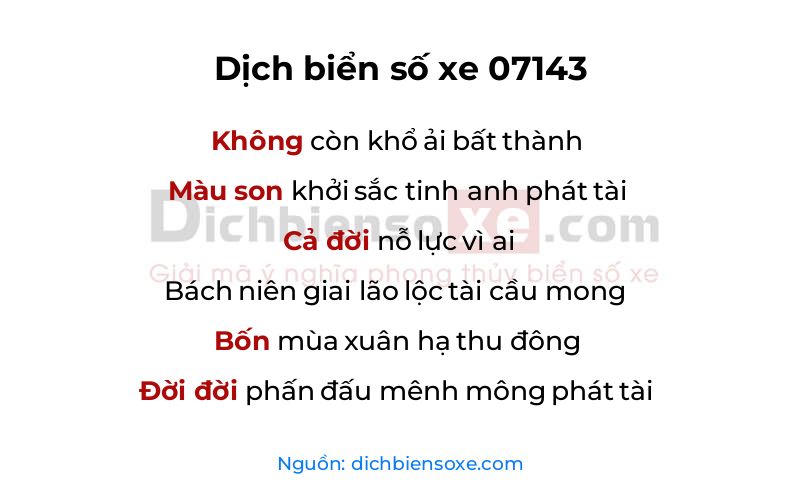Dịch thơ biển số 07143