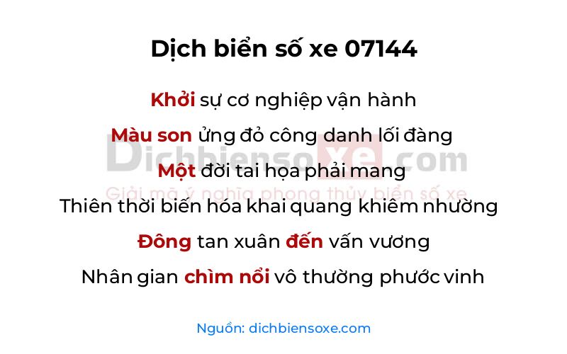 Dịch thơ biển số 07144