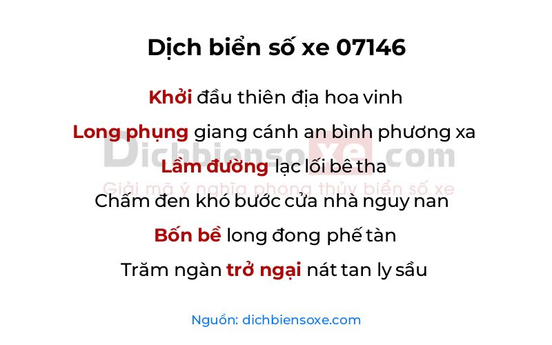 Dịch thơ biển số 07146