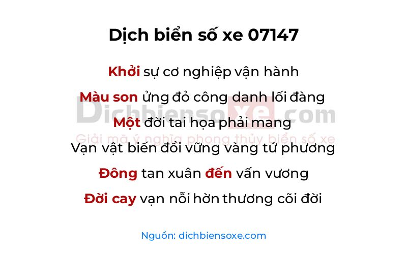 Dịch thơ biển số 07147
