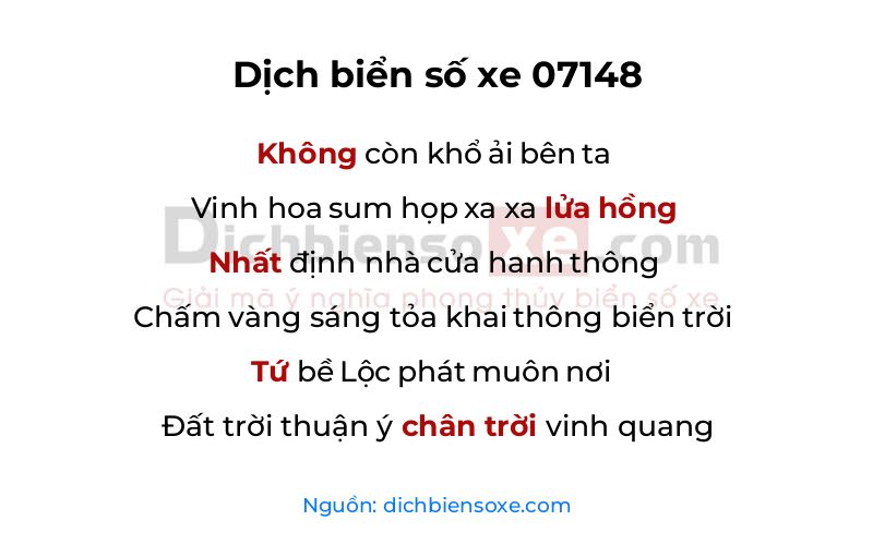 Dịch thơ biển số 07148