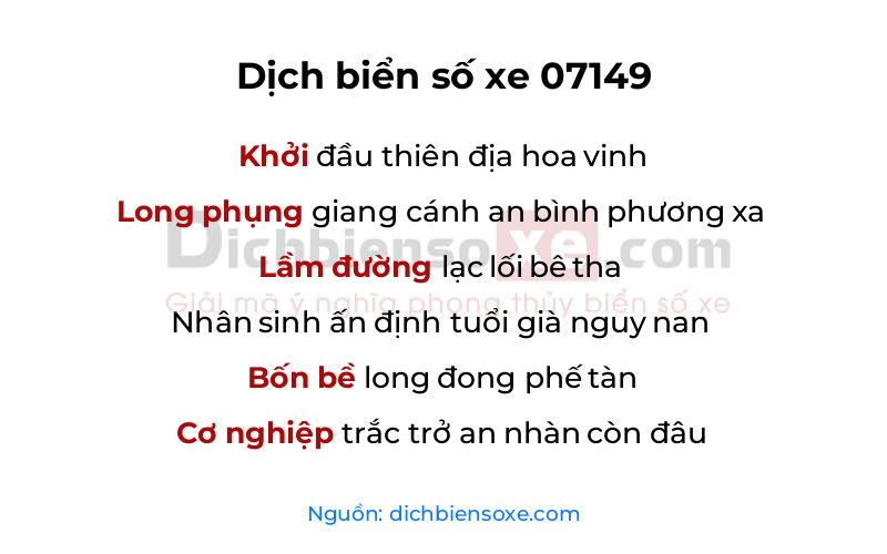 Dịch thơ biển số 07149