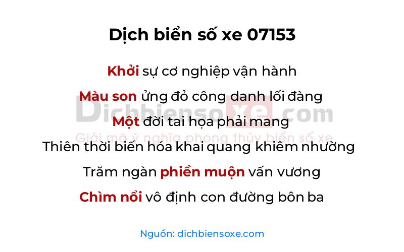 Dịch thơ biển số 07153