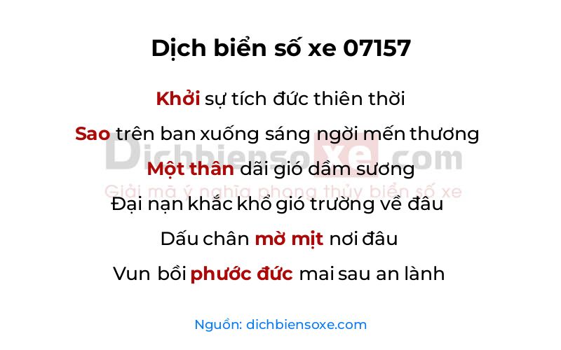 Dịch thơ biển số 07157