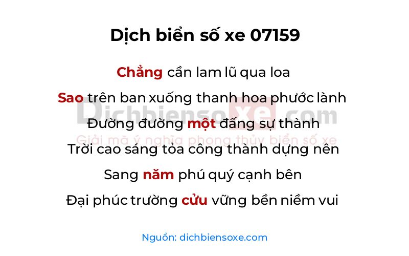 Dịch thơ biển số 07159