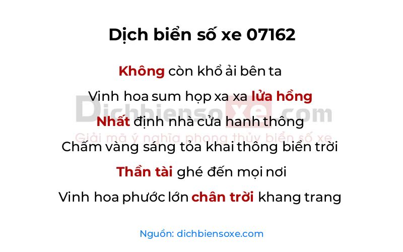 Dịch thơ biển số 07162