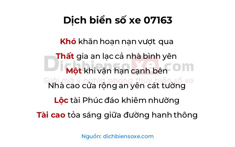Dịch thơ biển số 07163