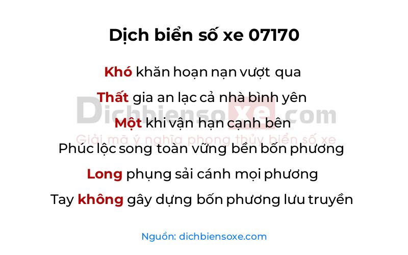 Dịch thơ biển số 07170