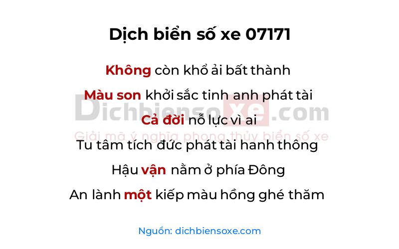 Dịch thơ biển số 07171